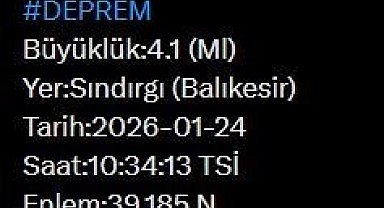 Balıkesir'de 4.1 büyüklüğünde deprem