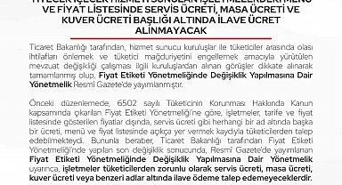 Bartın'da restoran ve kafelere ilave ücret uyarısı