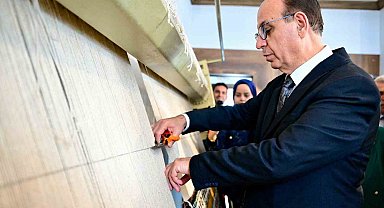 Başkan Geçit, halı dokuma kursunda kesim törenine katıldı