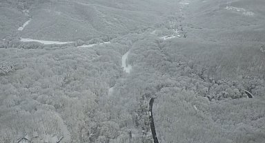 Beyaz örtüyle kaplanan Sarıyer havadan görüntülendi