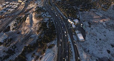 Beylikdüzü ve Büyükçekmece'de havadan kar manzarası