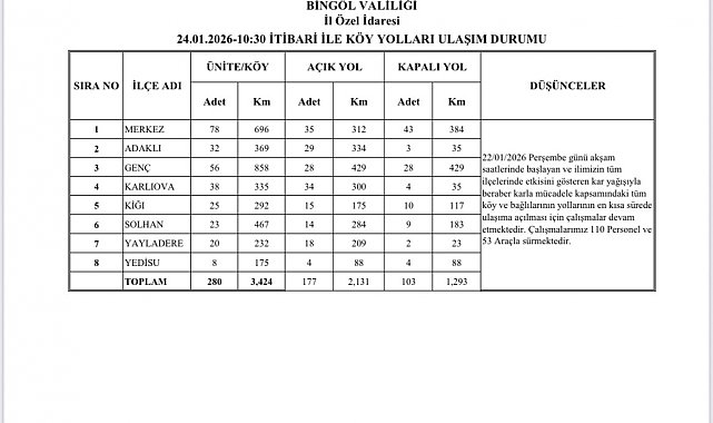 Bingöl'de karla mücadele sürüyor: 177 köy yolu ulaşıma açıldı