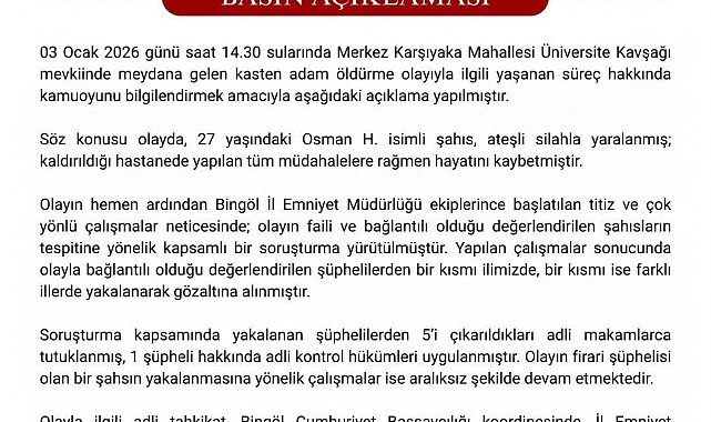 Bingöl'deki cinayette 5 tutuklama