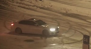 Bolu'da karla kaplı tesiste 'drift' keyfi pahalıya patladı