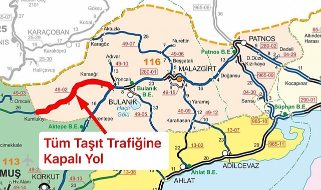 Bulanık-Kumlukıyı karayolu tipi nedeniyle ulaşıma kapatıldı