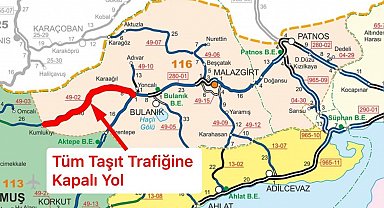 Bulanık-Kumlukıyı karayolu tipi nedeniyle ulaşıma kapatıldı