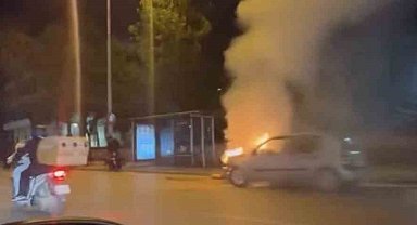 Bursa'da otomobil alevlere teslim oldu