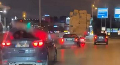 Bursa'da tehlikeli taşımacılık kamerada