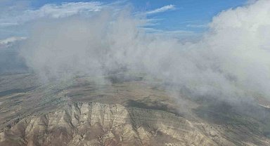 Çankırı'yı kaplayan sis bulutları havadan görüntülendi