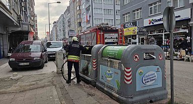 Çöp konteyneri yangınına itfaiye müdahale etti