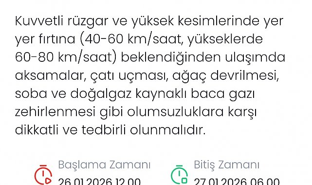 Denizli için kuvvetli rüzgar ve fırtına uyarısı verildi