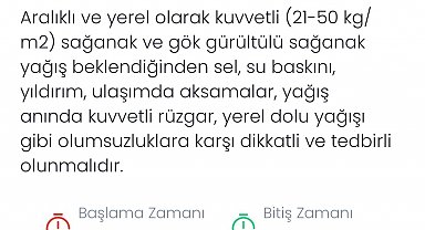 Denizli'ye kuvvetli sağanak ve gök gürültülü yağış uyarısı