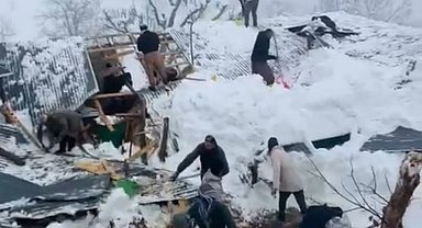 Derecik'te ahır çatısı çöktü