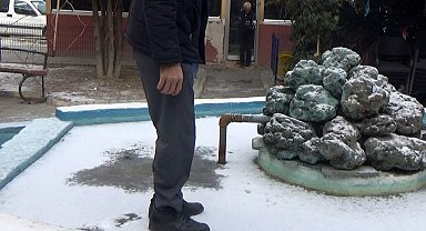 Donan süs havuzunda kimisi gezdi, kimisi ise buzu çekiçle kırmaya çalıştı