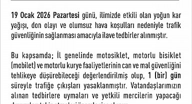 Elazığ'da motosiklet, mobilet ve motorlu kuryelerin trafiğe çıkışları yasaklandı