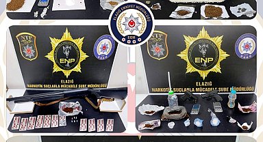 Elazığ'da uyuşturucu ve ruhsatsız silah operasyonu: 17 tutuklama