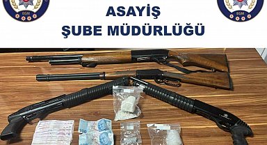 Gaziantep'te 4 adet ruhsatsız tüfek ile uyuşturucu madde ele geçirildi: 4 gözaltı