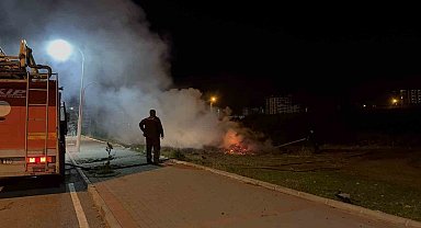 Gazipaşa'da çalılık yangını itfaiye ekiplerince söndürüldü