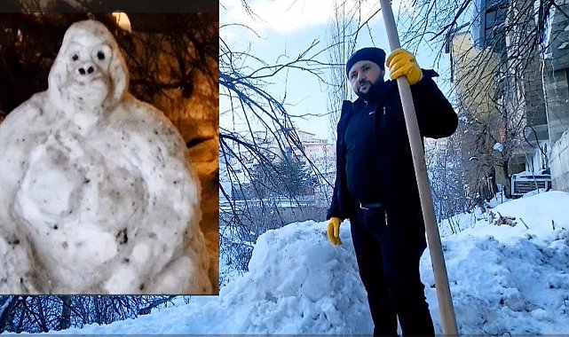 Hakkarili genç kardan goril yaptı