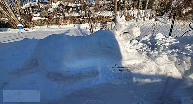 Hakkarili gençten kardan kangal köpeği figürü