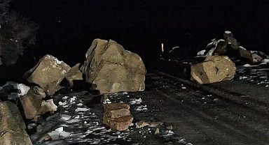 İki köye ulaşım sağlayan yol kapandı