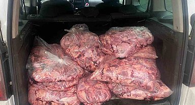 Jandarmanın durdurduğu araçtan 450 kilo bozulmuş et çıktı