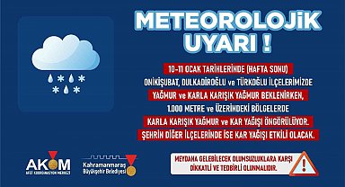 Kahramanmaraş için yağış uyarısı