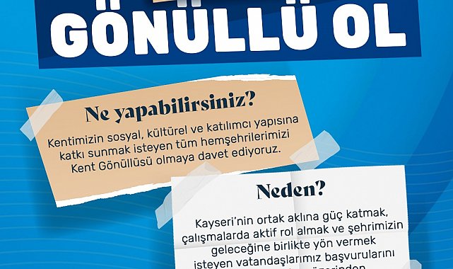 Kayseri Kent Konseyi'nde Kent Gönüllüleri Başvuruları başladı