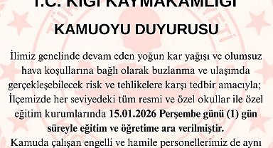 Kiğı ilçesinde eğitime 1 gün ara verildi