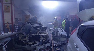 Kırıkhan'da tamircide yangın