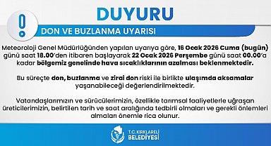 Kırklareli genelinde don ve buzlanma uyarısı: 6 gün sürecek