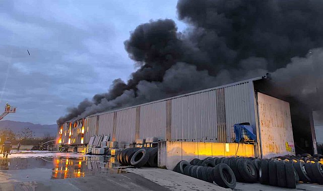Lastik deposu alevlere teslim oldu