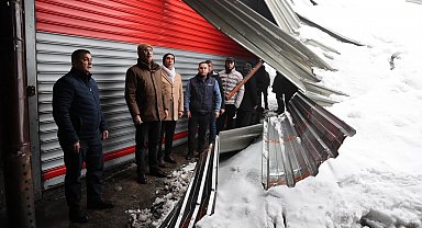 Mehmet Kuş, karda işyerleri zarar gören esnafla buluştu