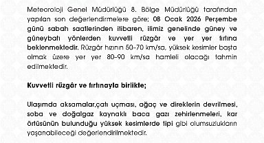 Niğde Valiliği'nden kuvvetli rüzgar ve fırtına uyarısı