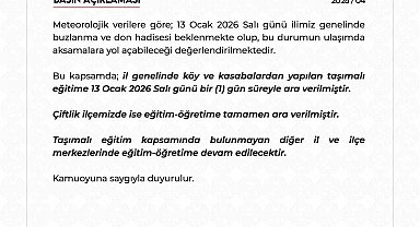 Niğde'de buzlanma nedeniyle taşımalı eğitime 1 gün ara verildi