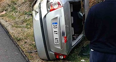 Osmaniye'de kontrolden çıkan otomobil devrildi