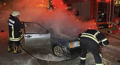 Otomobili küle dönmekten itfaiye kurtardı