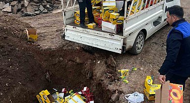 Raflarda satılmayı bekleyen 465 kilogram ürün toprağa gömülerek imha edildi