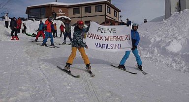 Rize'ye kayak tesisi yapılması için taleplerini böyle duyurdular
