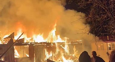 Samsun'da gece yarısı korku dolu anlar: Kırsal mahallede iki ev alevlere teslim oldu