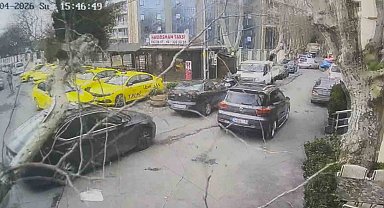 Sarıyer'de çınar ağacı otomobilin üzerine devrildi: O anlar kamerada