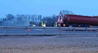 Seyir halindeki araç alev topuna döndü