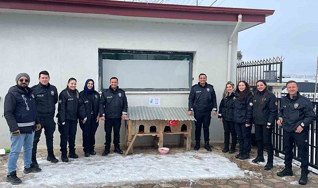 Sivrice polisinden üşüyen minik dostlarına kedi evi