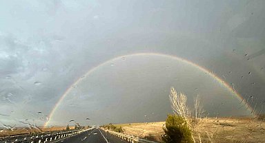 Tavşanlı'da yağmur sonrası gökkuşağı görsel şölen