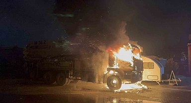 Tekirdağ'da beton pompası alev topuna döndü