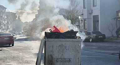 Tekirdağ'da çöp konteynerinde yangın paniği