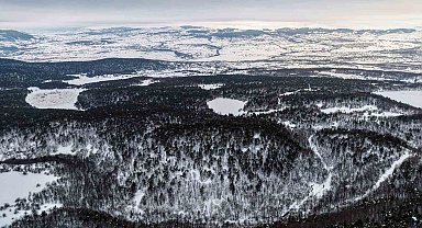 Tokat'taki Kurt Gölü'nün kış manzarası mest etti
