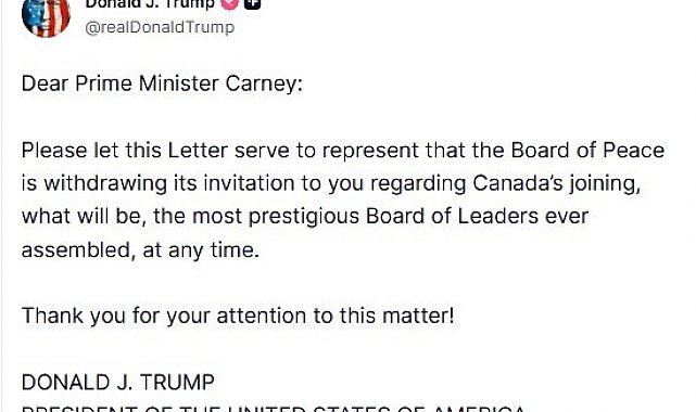 Trump, Kanada Başbakanı Carney'e yaptığı Gazze Barış Kurulu'na katılım davetini geri çekti