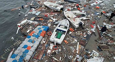 Tuzla'da fırtınanın ardından kalan manzara havadan görüntülendi