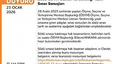 Uzman Yardımcılığı Sınavı sonuçları açıklandı